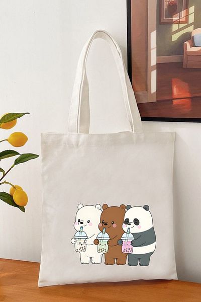 Cemira We Bare Bears, Kafadar Bears 3 Geantă de tote prietenoasă Geantă din pânză
