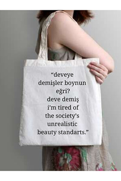 Cemira Camel a spus gâtul curbat, sunt obosit Design Motto Tote Bag Cloth Bag