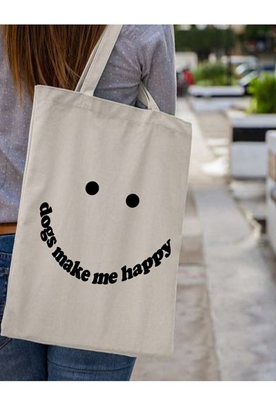 Cemira Dogs Make Me Happy Tote Bag Geantă de stofa
