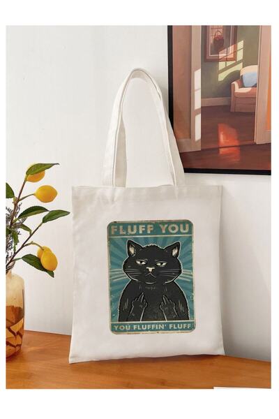 Cemira Fluff You, Cat Design Tote Bag Tkanina Torba