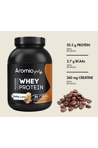 Aromio Pro+ Whey Protein - Caffe Latte Powder 85 Serve 2465g