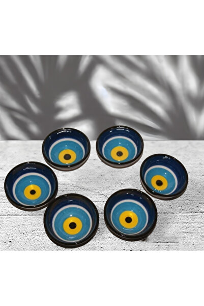 Buğra Çini Nazar Boncuk Desenli El Yapımı 8 Cm Çapında Kase Seti