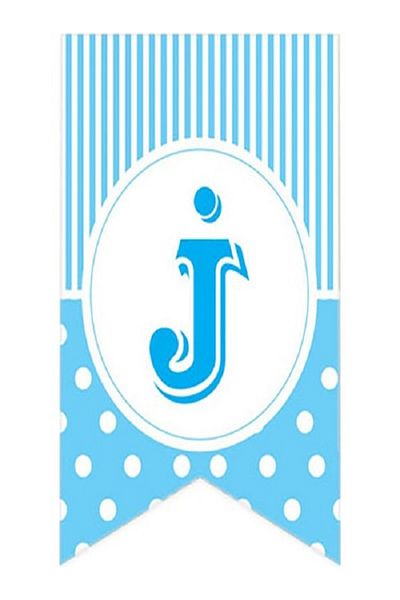 Kazanabil BLUE COLORED POINTED FLAM FLAG LETTERS J LETTER