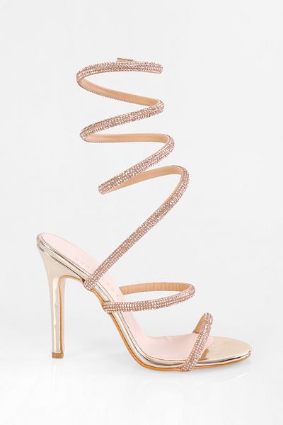 Shoeberry Pantofi cu toc pentru femei Glow Gold, cu oglindă