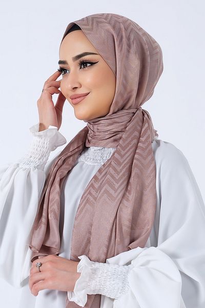 HAREM SCARF Σκούρο μπεζ Χαρέμι ​​Σκαντζόχοιρο Lino Jacquard Σάλι