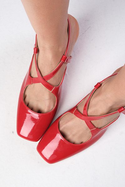 Mio Gusto Catalina Red Color Open Back Blunt Toe Women's Heeled Shoes