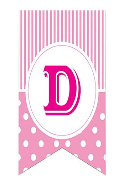 Kazanabil PINK COLORED POINTED FLAM FLAG LETTERS D LETTER