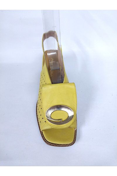 Mira Deri GENUINE LEATHER FRONT-BACK OPEN THICK HEEL WOMEN'S SHOES