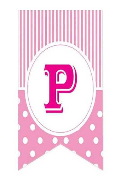 Kazanabil PINK COLORED POINTED FLAM FLAG LETTERS P LETTER