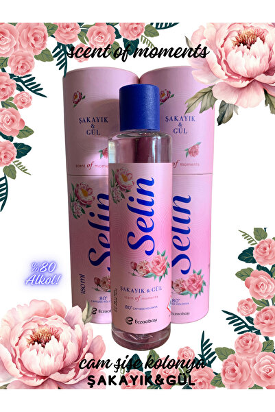 Selin Şakayık&Gül Kolonya 180ML Cam Şişe(Silindir Kutulu)