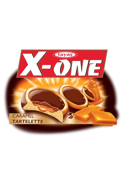 TAYAŞ Tayaş X-One Tartelette بسكويت مغطى بالكاكاو والكراميل 20 غرام X 24 قطعة في صندوق