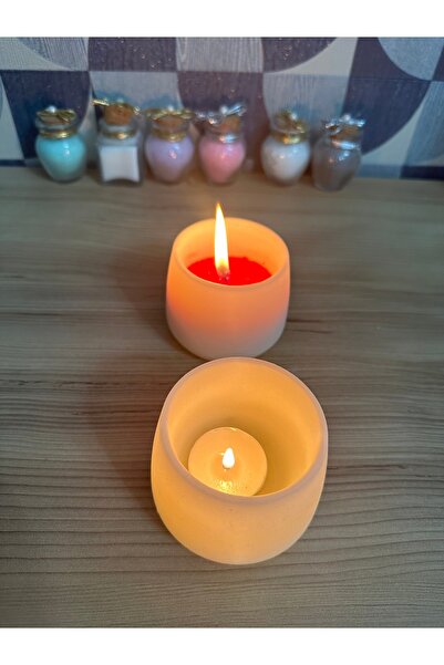 BlueDaisyCandle mumdan mum  kabı 2 adet orta boy mumluk özel tasarım