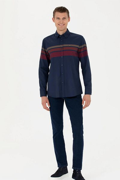 U.S. Polo Assn. Ανδρικό πουκάμισο Navy Blue μακρυμάνικο