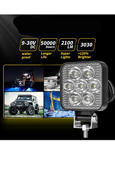 MeyZone 9 Led Kare Kalın Kasalı Off Road Sis Farı Çalışma Lambası 12-24v