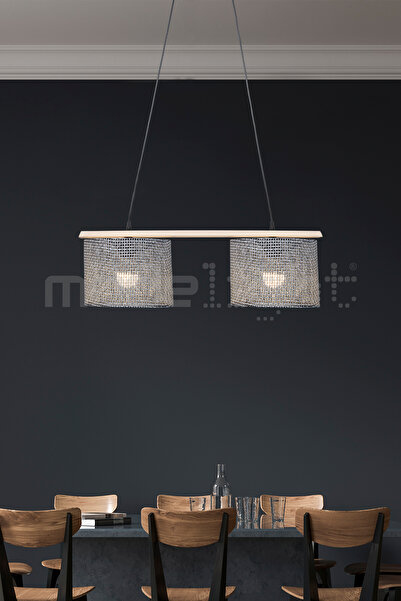 Modelight ZİGANA 2Lİ AVİZE NATUREL-SİYAH ARTI DESENLİ YEMEK ODASI YATAK ODASI OTURMA ODASI SALON