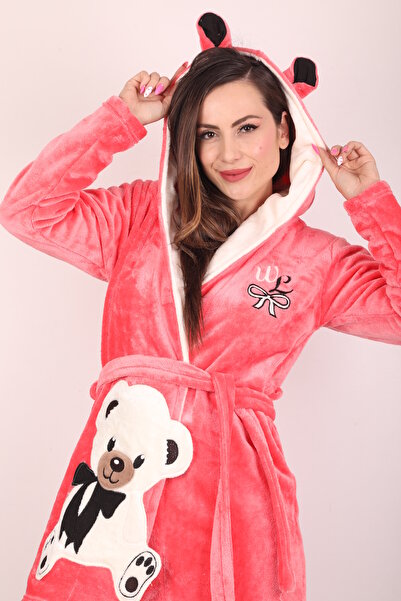 Wild Love Női kapucnis hímzett 100% bambusz rövid pongyola