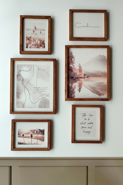 Calm, Calm Themed Soft Color, Wooden Frame Table with Channel that You Can Change When You're Bored