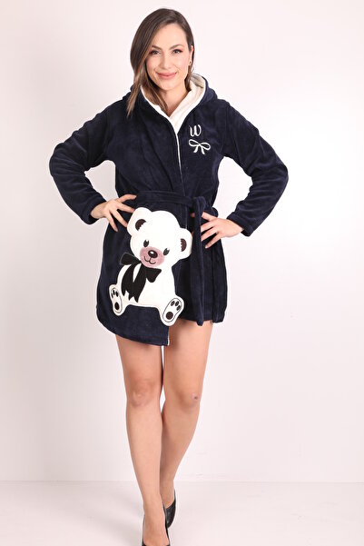 Wild Love Rochie scurtă de damă, cu glugă, brodata 100% bambus