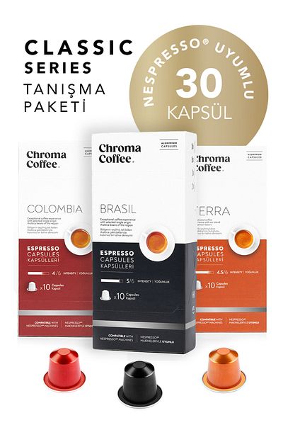 Chroma Coffee حزمة المواعدة من السلسلة الكلاسيكية 30 كبسولة قهوة متوافقة مع نسبرسو