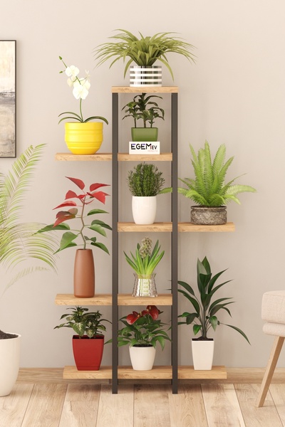 EGEMEV YÜKSEK AYAKLI Saksı Standı Saksılık dekoratif Çiçeklik Rafı Metal Iskeleti Dekoratif boy112cm