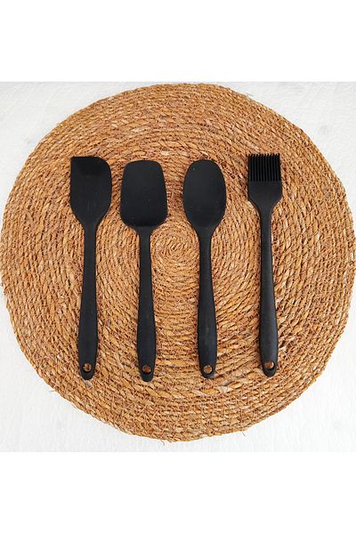 mother kitchen 4 Pieces Silicone Egg Brush Spoon Knife Spatula Set Heat Resistant