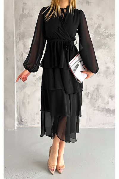Neşeli Butik γυναικεία φούστα με φόδρα διπλωμένη σιφόν φόρεμα NBKKLF2041