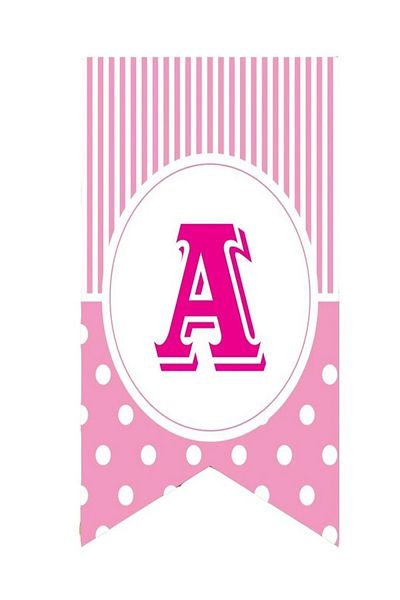 Kazanabil PINK COLORED POINTED FLAM FLAG LETTERS A LETTER
