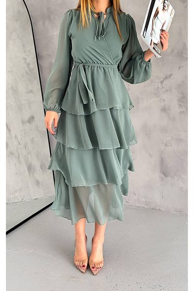 Neşeli Butik γυναικεία φόδρα πολυεπίπεδη φούστα σιφόν φόρεμα NBKKLF2041