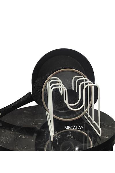 METALAY Capac pentru tigaie și vase de gătit din metal alb și organizator pentru vase Organizator pentru tigaie