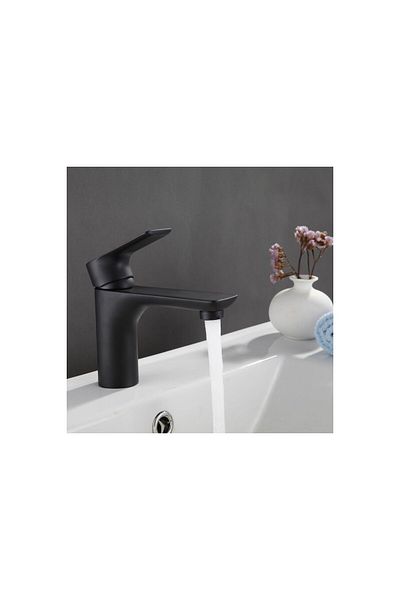 İSAOĞLU YAPI Black Sink Faucet Black Sink Tap Matte Black Fixture
