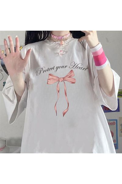 Touz Moda Protect Your Heart White Unisex Oversize T-shirt