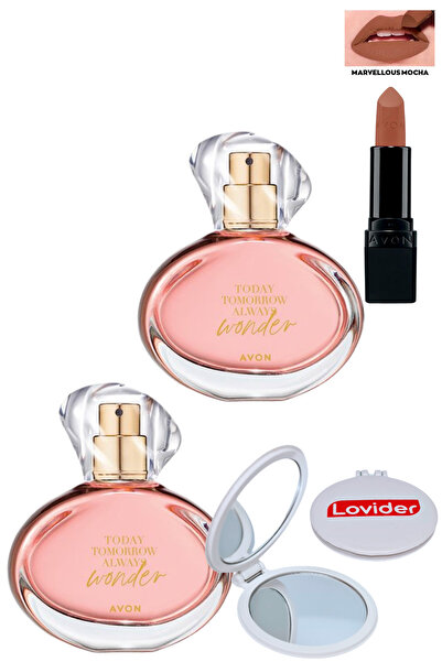 AVON TTA Wonder Kadın Parfüm EDP 50ml x 2 Adet + Marvellous Mocha Mat Ruj + L...