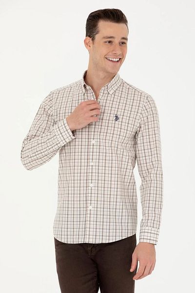 U.S. Polo Assn. Pánská kostkovaná písková košile