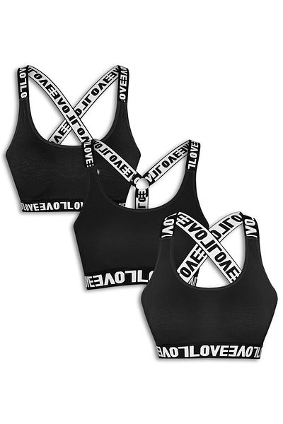 HNX Cotton LOVE Rubber Women's Sports Bustier 3-Piece