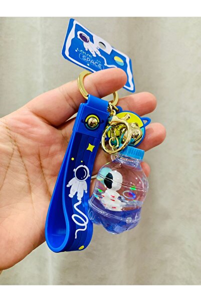 Meyra Accessories 1 adet lüx içi sulu anahtarlık pembe hello kitty mavi içi sulu astronot çanta süsü anahtarlık