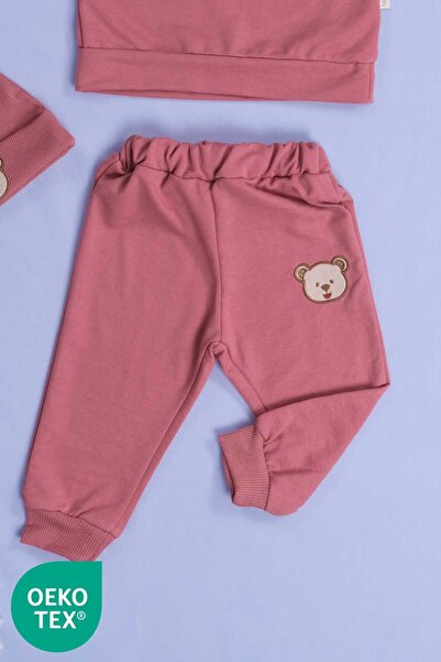 Lamonde Ayıcık Nakışlı Unisex 3'lü Eşofman Bereli 9-12-18-24 Ay