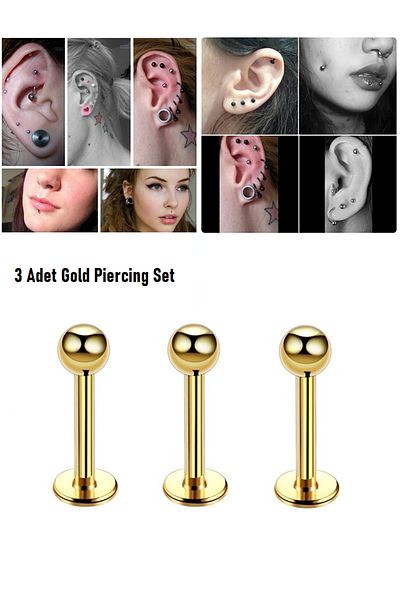 Öte Beri Hayallerin Ötesi 316l Surgical Steel Bulk Helix, Septum, Cartilage, Labret, Smiley, Tragus 3 Pieces Black Piercing
