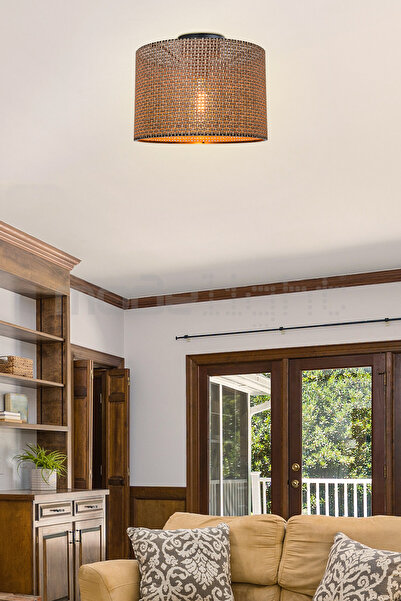 Modelight GOZA 38 CM SİLİNDİR PLAFONYER AVİZE KAHVE ARTI DESEN SALON-ÇOCUK-YEMEK-YATAK ODASI--ANTRE-MUTFAK