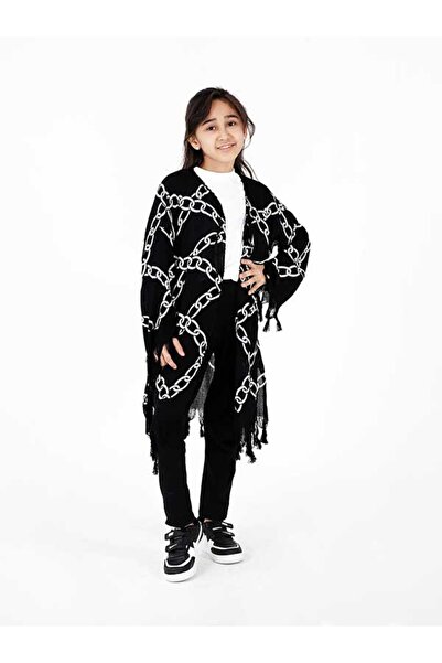 Çocuk Yazlık Trend Zincir Kaftan - Kuşaklı - El Baskısı-kimono