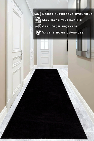 Valery Home Vl Yıkanabilir Post Peluş Yolluk Siyah