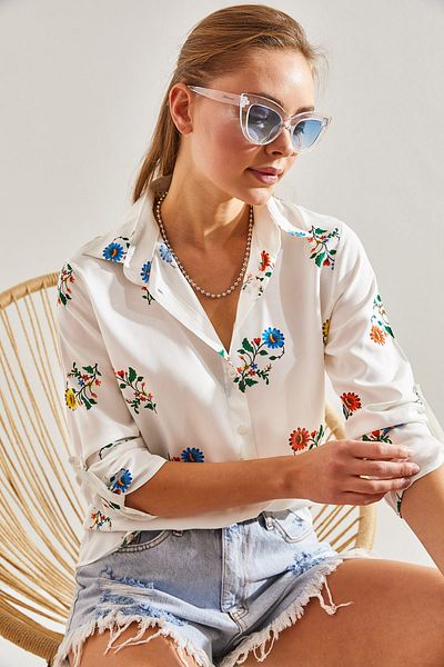 Bianco Lucci Buntes Damenhemd mit mehreren Mustern60101060
