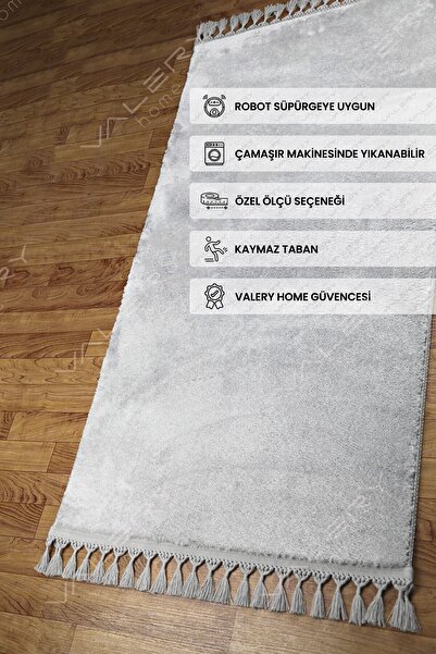 Valery Home Vl Comfort Ponpon Saçaklı Peluş Halı Gri