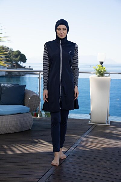 Estiva Γυναικείο μαγιό με φερμουάρ Sailor με σχέδιο Navy Blue