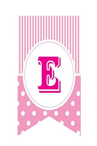 Kazanabil PINK COLORED POINTED FLAM FLAG LETTERS E LETTER
