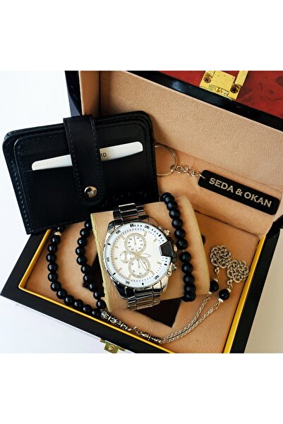 Time İst ERKEK KOL SAAT SETİ; SAAT, TESBİH, BİLEKLİK, KARTLIK, ANAHTALIK.