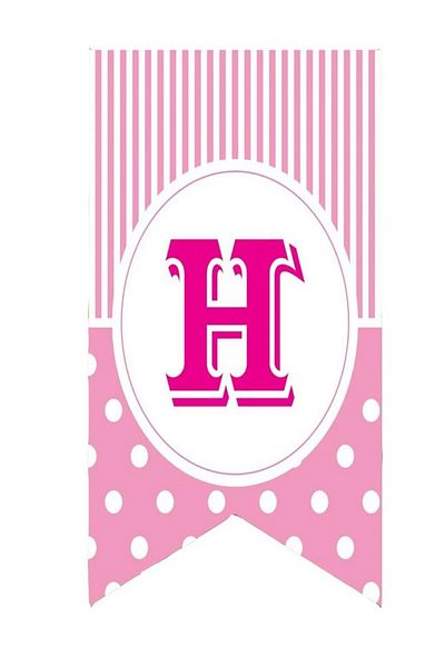Kazanabil PINK COLORED DOT FLAM FLAG LETTERS LETTER H
