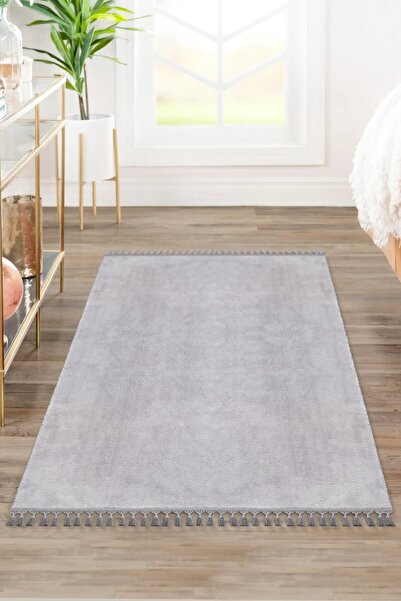 Valery Home Vl Comfort Ponpon Saçaklı Peluş Halı Gri