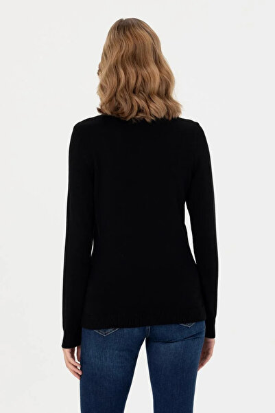 U.S. Polo Assn. Kadın V Yaka Basic Kazak %100 Pamuk