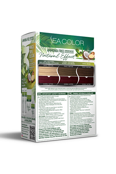 Sea Color Amonyaksız, Vegan, Doğal, Besleyici Kalıcı Saç Boyası%100 Beyaz Kapama (1 PAKET 2 x 50 ML)