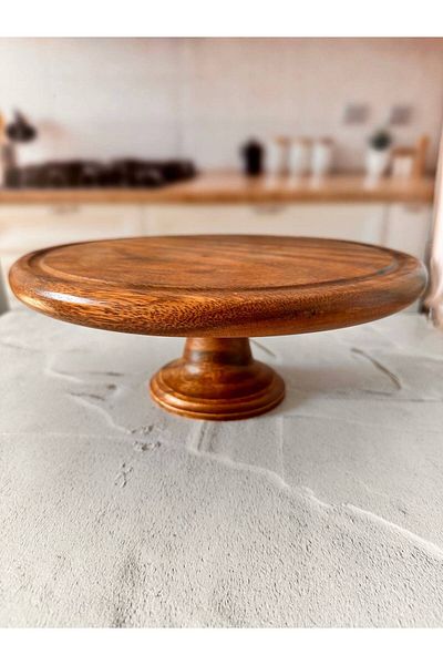 LADYNUR NATURAL AKASYA TREE STANDED ROUND PRESENT PLATE / PIZZA PLATE 31 cm